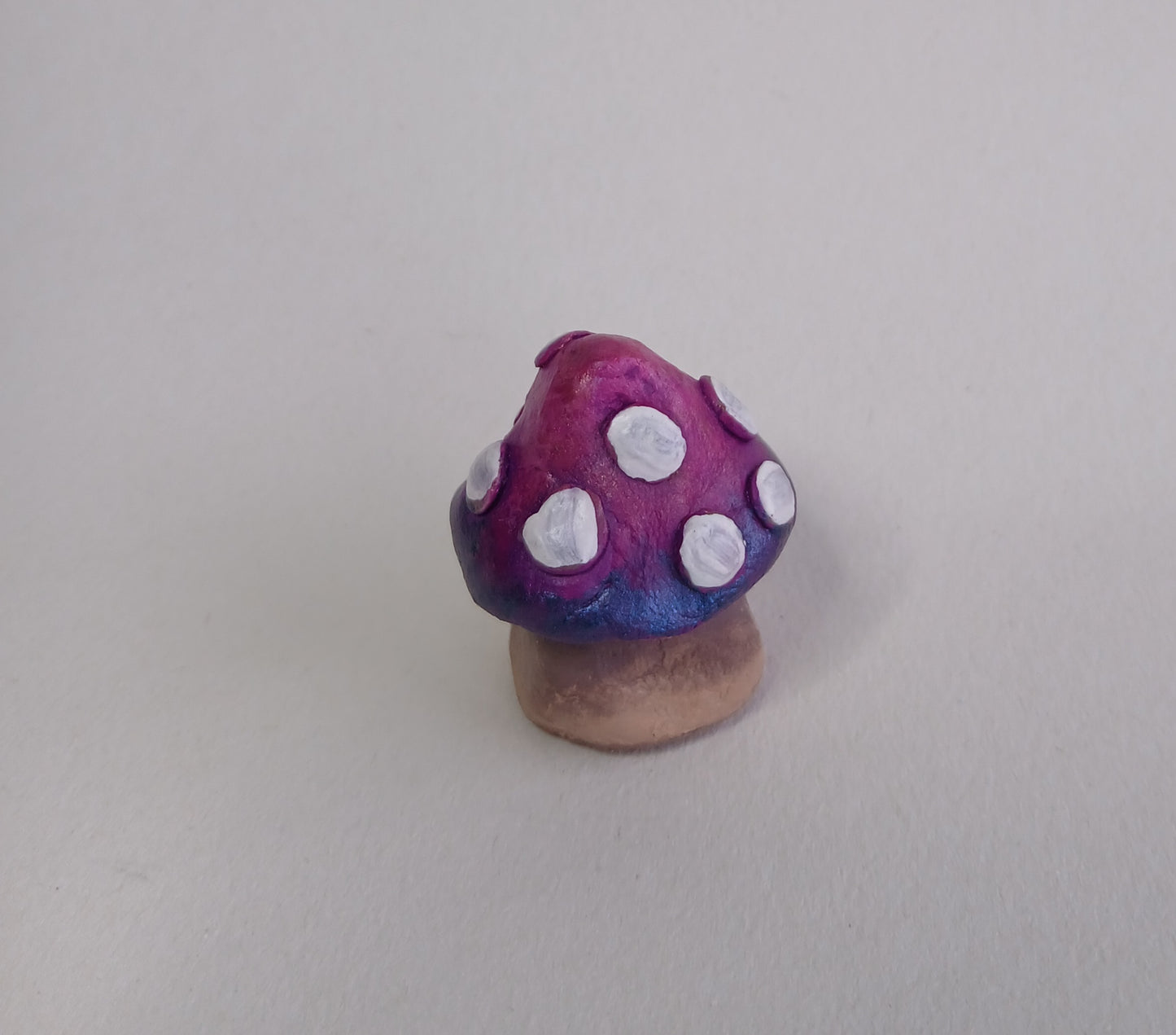 Two Clay Mushrooms (Individually Hand Sculpted and Painted)