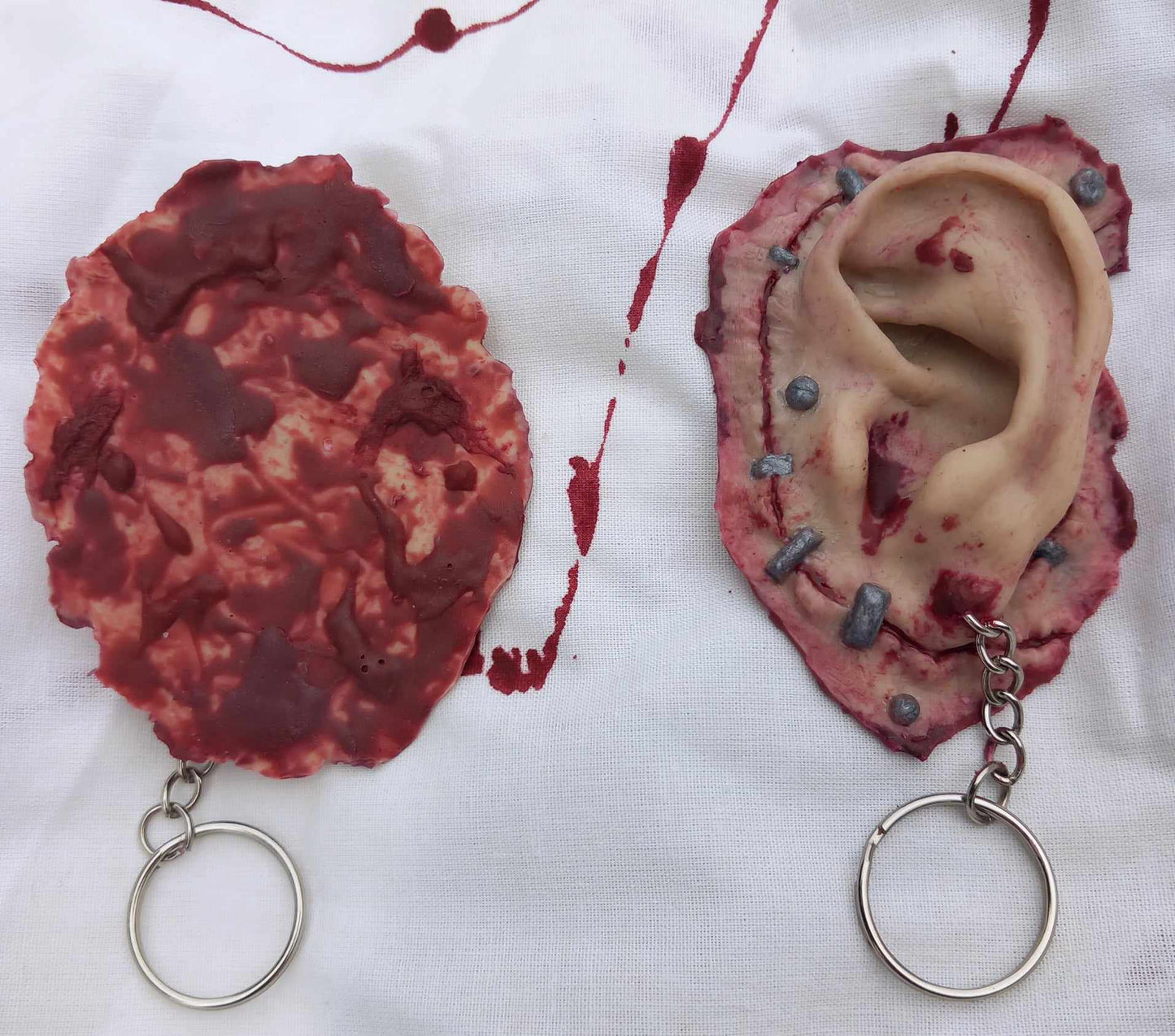 Severed Ear Keyrings- Handmade Realistic Silicone Props - Realistic - Prosthetic - Horror - Halloween - Movie/Film Prop - Present - SFX