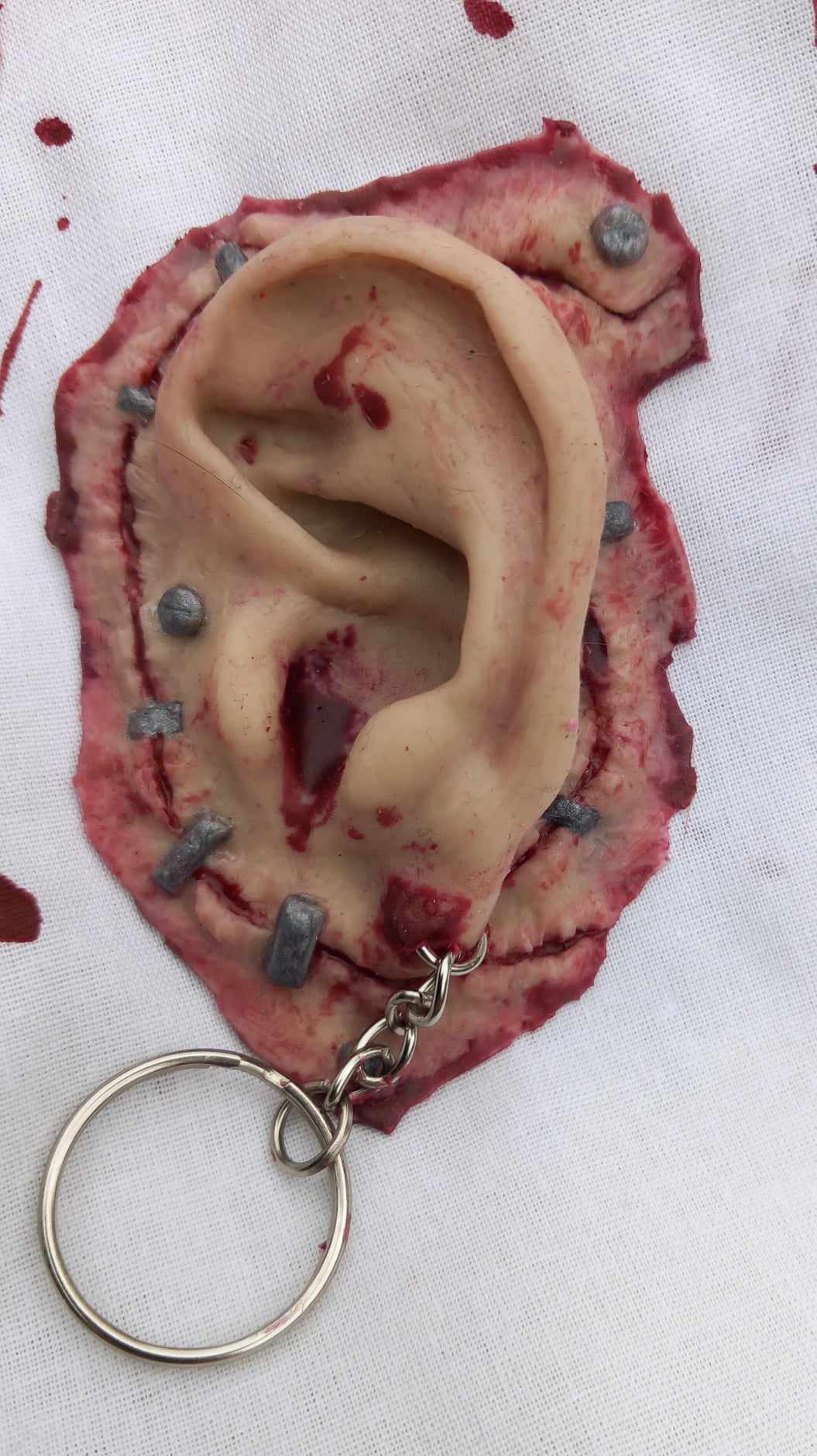 Severed Ear Keyrings- Handmade Realistic Silicone Props - Realistic - Prosthetic - Horror - Halloween - Movie/Film Prop - Present - SFX