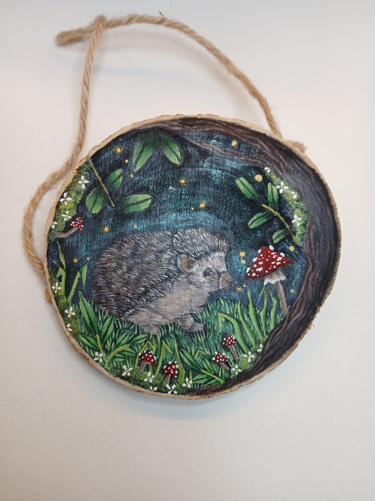 Hedgehog woodslice art. (medium)Hand painted original.